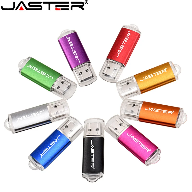 Pen Drive JASTER USB 2.0 de Alta Velocidade Mini Plástico 128M 4GB 16GB 32GB 64GB 128GB com Chaveiro