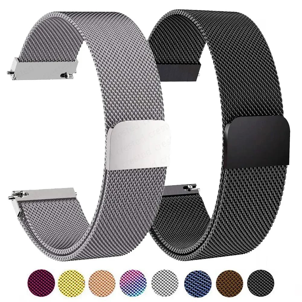 Pulseira magnética de retorno de pulseira milanesa de aço inoxidável 18mm/20mm/22mm pulseira de substituição adequada para relógios inteligentes