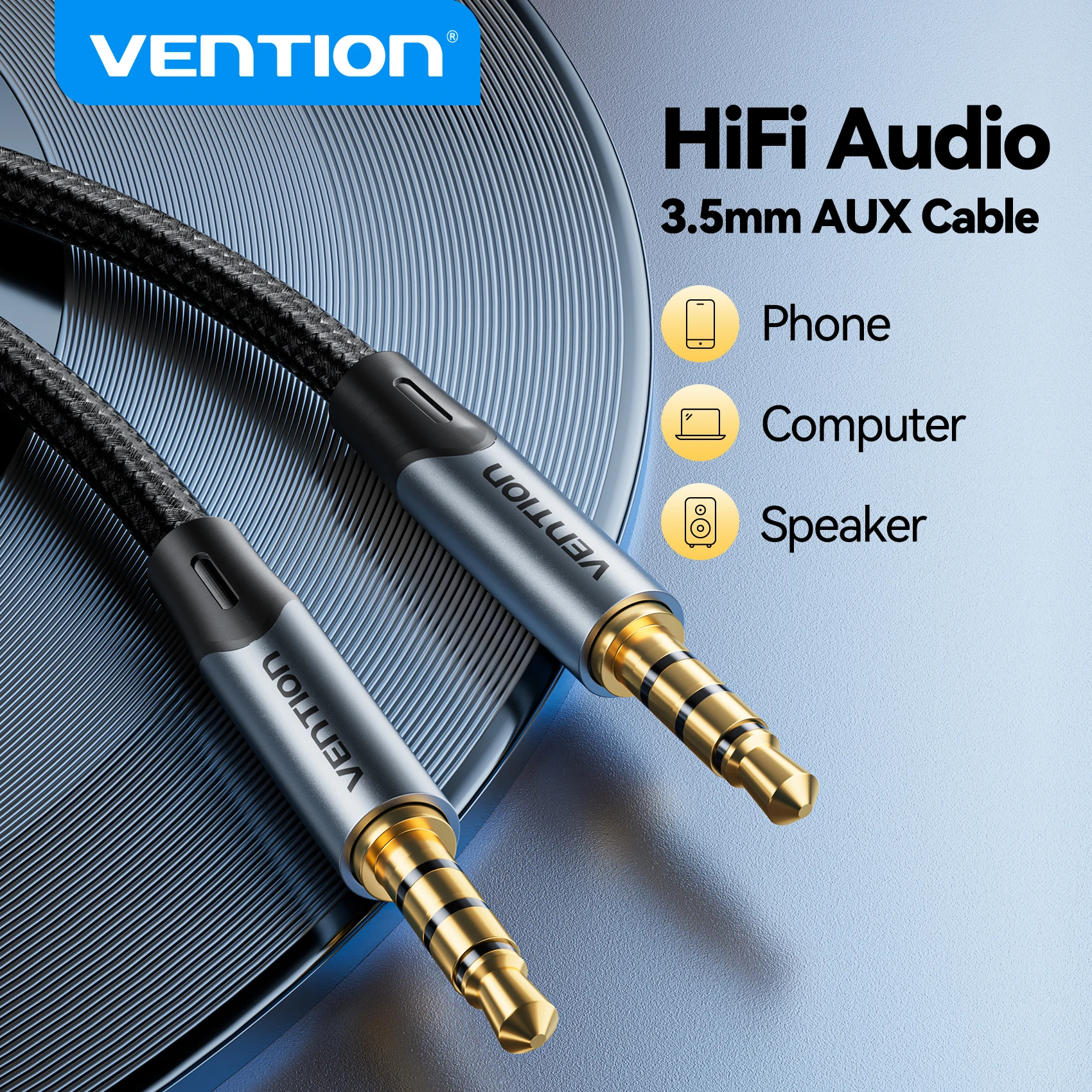 Vention 3.5mm jack cabo de áudio macho para macho 3.5mm áudio aux cabo jack para telefone carro fones de ouvido alto-falante cabo linha de fio aux Vention 3.5mm jack cabo de áudio macho para macho 3.5mm áudio aux cabo jack para telefone carro fones de ouvido alto-falante cabo linha de fio aux