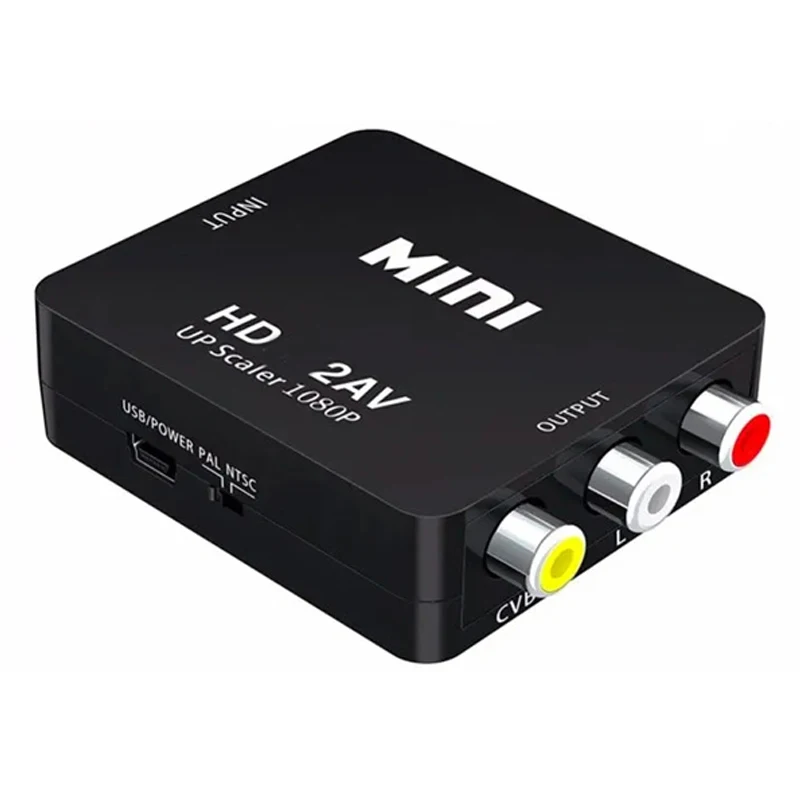 Hdmi-compatível com av rca adaptador conversor caixa 1080p rca av cvsb lr vídeo composto av scaler conversor para pc hdtv projetor