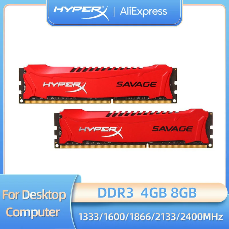 Memória RAM HyperX Savage DDR3 4G 8G 1333MHz 1600MHz 1866MHz 2133MHz 2400MHz 1.5V PC3-10600 12800 14900 240Pin DIMM para desktop