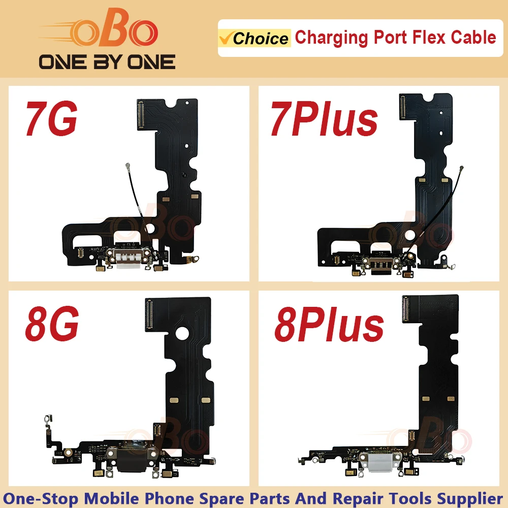Cabo flexível de porta de carregamento para iPhone 7 8 Plus 7P 8P Branco Preto Conector doca de carregador USB com peças de reparo de microfone (1 unidade)
