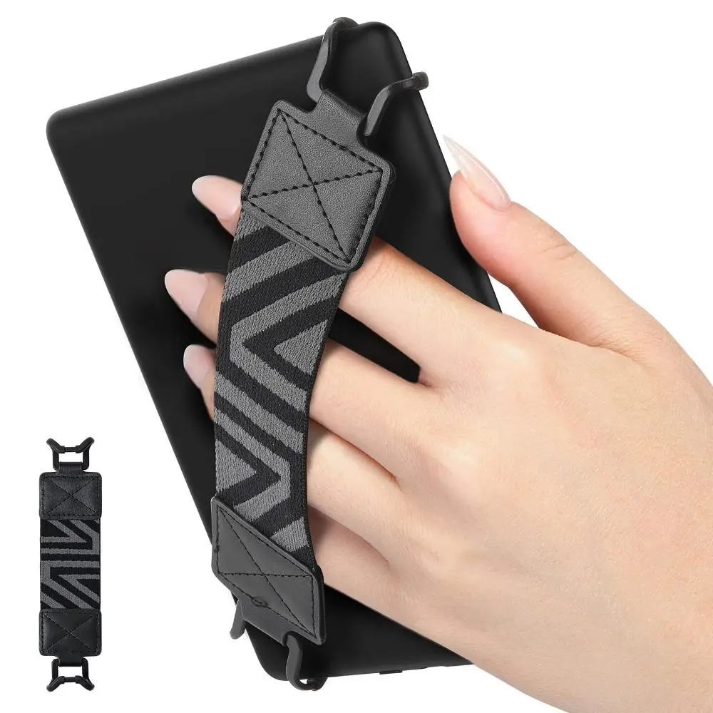 Alça de mão segura para leitor de couro PU, suporte de dedo elástico alto para Kindle/Kobo/Voyaga/Lenovo/Sony 6-8" E-Book Tablet