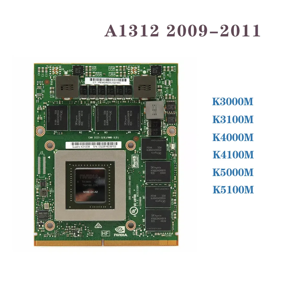 Placa de Vídeo Quadro K3000M K3100M K4000M K4100M K5000M K5100M K3000 K4000 K5000 K3100 K4100 K5100 para iMac A1312 2009 2010 2011
