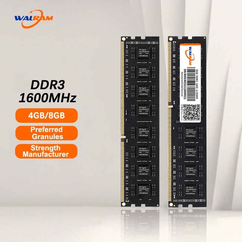 Memória RAM do Desktop, 8GB, 4GB, 1.5V, 240pin, 1600MHz, PC3, Udimm, DIMM
