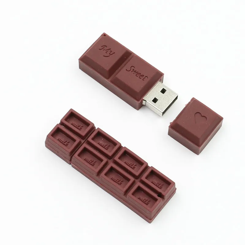 Chocolate usb flash drive 16gb 64gb 32gb 4gb 8gb dos desenhos animados pendrive flash memória pen drive vara de memória moda presente bonito