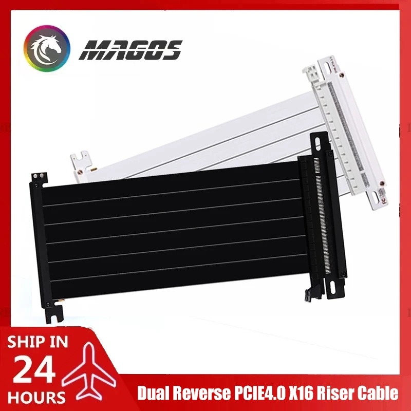 Cabo riser pcie reverso duplo 3.0 4.0x16 18.5cm 20cm para mini itx case extensão de placa de vídeo blindado flexível sem perdas