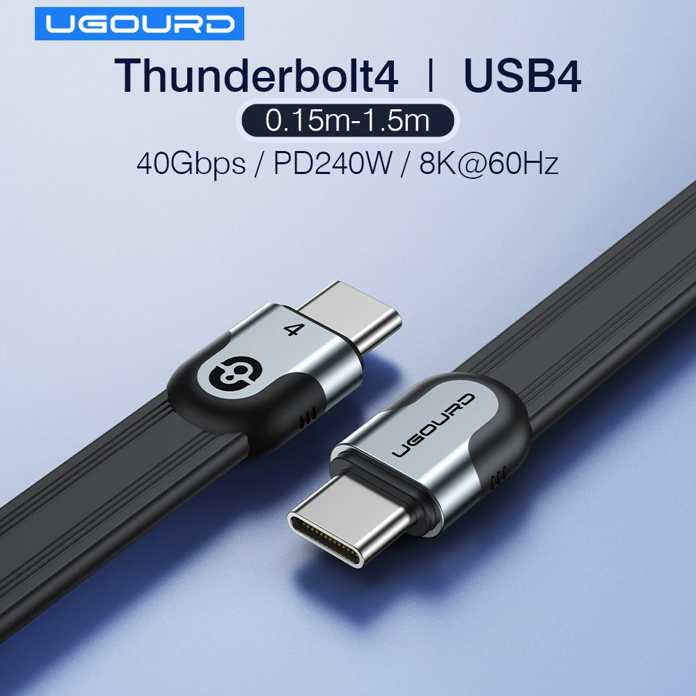 40gbps thunderbolt 4 usb c cabo de função completa plana usb 4 data cabo 0.15m 1m 8k pd 240w cabo para thunderbolt3 iphone 15/16 ssd 40gbps thunderbolt 4 usb c cabo de função completa plana usb 4 data cabo 0.15m 1m 8k pd 240w cabo para thunderbolt3 iphone 15/16 ssd