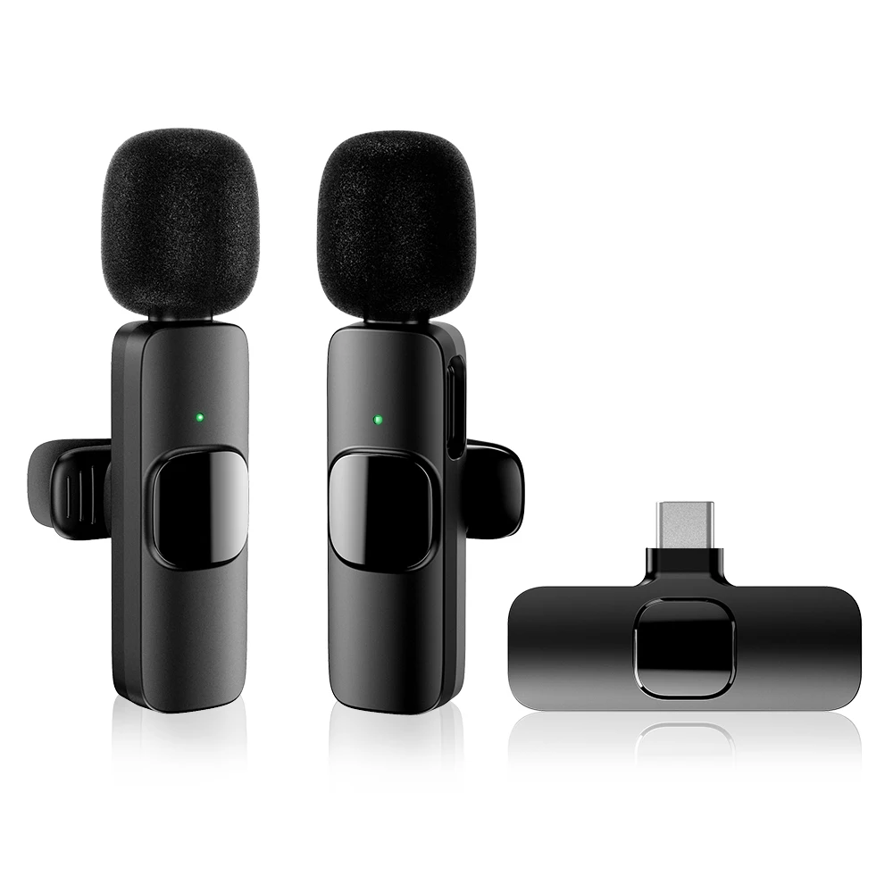 Microfone de Lapela Sem Fio para iPhone 17 16 15 USB-C, Mini Microfone com Cancelamento de Ruído para Gravação de Vídeos e Vlogs