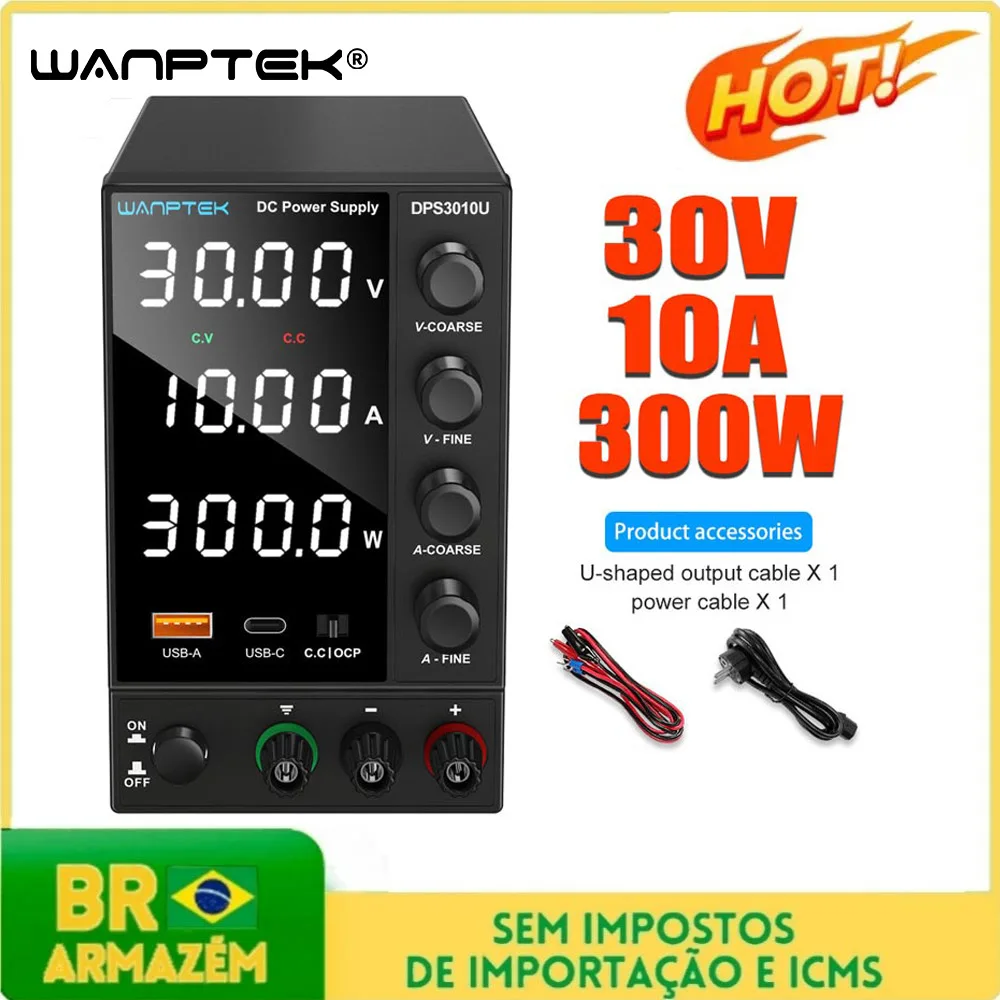 Wanptek 30v 5a 10a dc fonte de alimentação ajustável dígito display fontes de alimentação de laboratório regulador de tensão 60v 5a 120v 3a reparação
