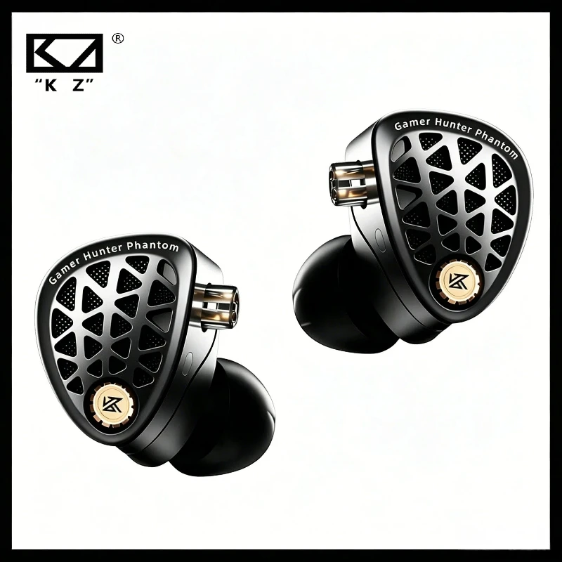 Fones de ouvido com fio KZ Phantom HiFi para jogos, intra-auriculares com posicionamento de som FPS e microfone DSP para jogadores de PC e celular.