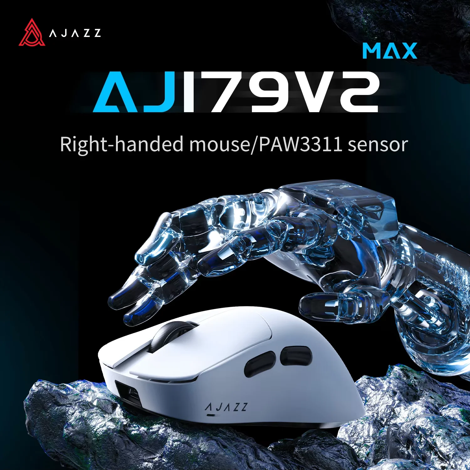 AJAZZ AJ179 V2 MAX Mouse Gamer Sem Fio para E-Sports com Taxa de Polling de 1K, Design Leve e Ergonômico, Sensor PAW3311