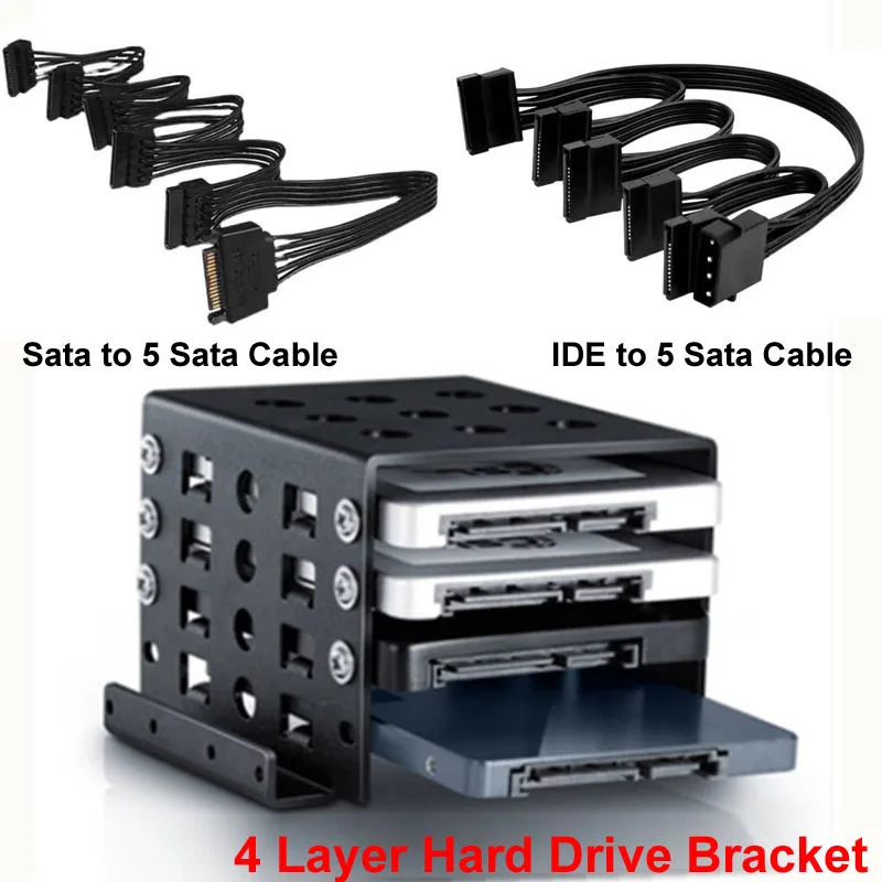 Suporte de Montagem para Disco Rígido em Liga de Alumínio, 4 Peças, Adaptador de 2.5 para 3.5 Polegadas SATA HDD SSD para Caixa de PC/Computador
