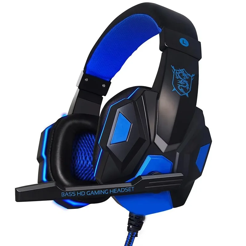 Fones de ouvido para jogos, fones de ouvido com fio de 3,5 mm, fones de ouvido estéreo para música com microfone ajustável para ps4, ps5, laptop, computador, pc