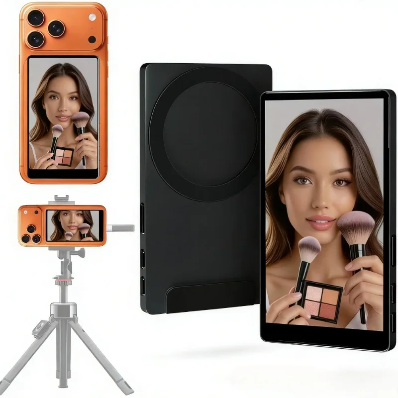 Monitor Magnético Sem Fio para Selfie com Conexão Inteligente WiFi e Bluetooth para Câmera Traseira de Celular, Ideal para Gravação Solo, Vlog e Transmissão ao Vivo