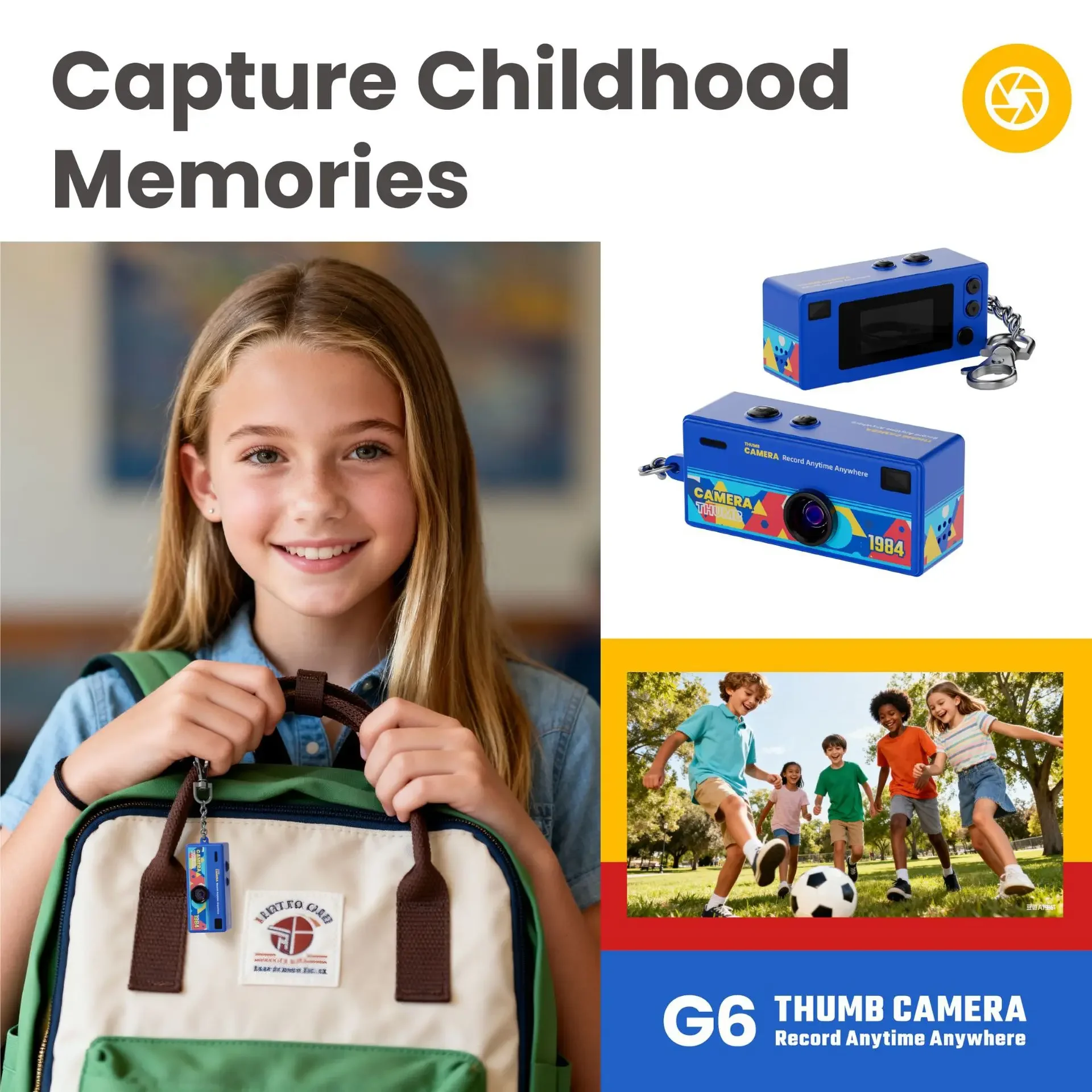 Câmera Digital Magecam 0.96 Polegadas, Câmera de Chaveiro Retrô, Suporte para Cartão de Memória, Filmadora 1080P Muito Pequena com Flash