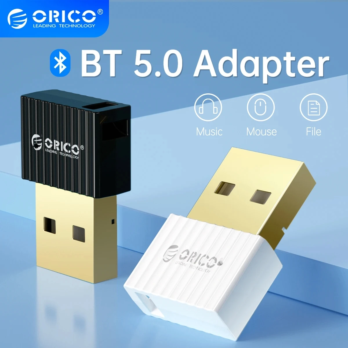 Adaptador USB Bluetooth 5.0 ORICO para PC, Caixa de Som, Laptop, Mouse Sem Fio e Transmissor USB