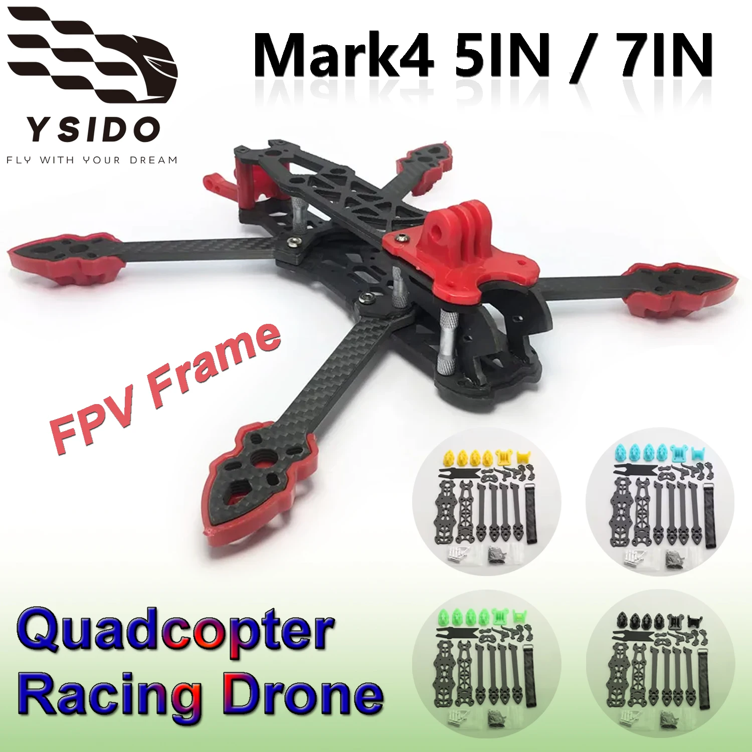 Quadro de Fibra de Carbono Mark4 5 polegadas FPV, Distância entre Eixos de 225mm, Braço de 5mm, Quadro Freestyle de Longo Alcance para Drone de Corrida RC Quadcopter Quadro de Fibra de Carbono Mark4 5 polegadas FPV, Distância entre Eixos de 225mm, Braço de 5mm, Quadro Freestyle de Longo Alcance para Drone de Corrida RC Quadcopter