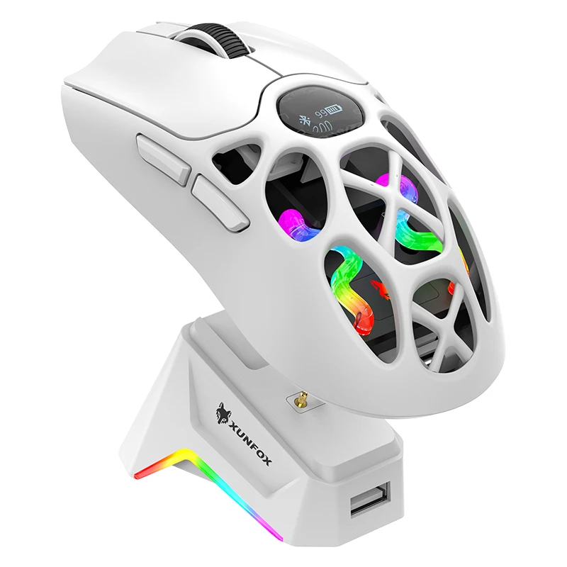 Rato XUNFOX H16PRO, leve, modelo S205, rato sem fios Bluetooth com três modos de operação, ideal para jogos, com carregamento e iluminação RGB, adequado para P. Rato XUNFOX H16PRO, leve, modelo S205, rato sem fios Bluetooth com três modos de operação, ideal para jogos, com carregamento e iluminação RGB, adequado para P.
