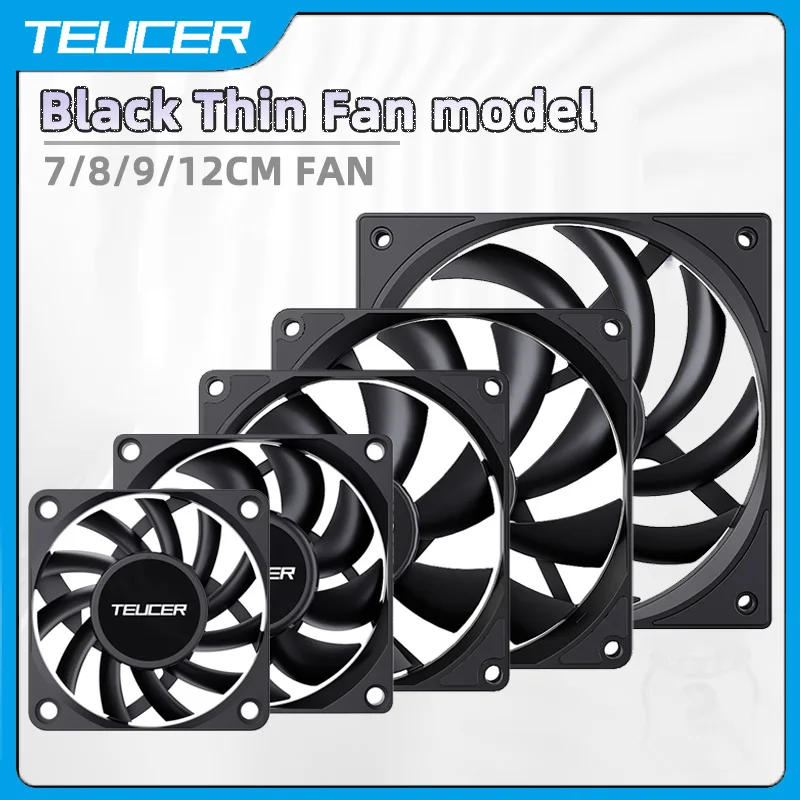 Teucer ventilador de refrigeração ultrafino 60x60x10mm 12v grande volume de ar ventilador de caixa de computador 6/7/8/9/12cm ventilador pc computador sistema cpu dissipador de calor