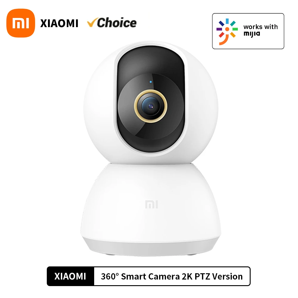 Xiaomi 360 ° Câmera de segurança residencial inteligente Mi PTZ 2K Webcam 1296P 3 Megapixels AI Detecção humana Visão noturna Webcam Versão chinesa