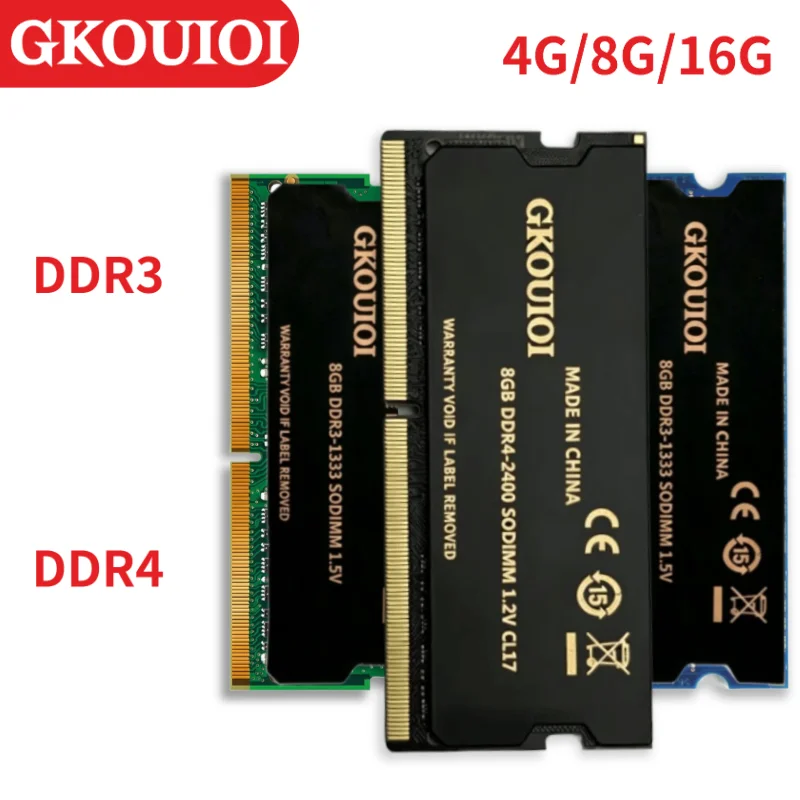 Memória RAM GKOUIOI DDR3 DDR4 SODIMM para Laptop 8GB 4GB 16GB 2133 2400 2666 3200Mhz