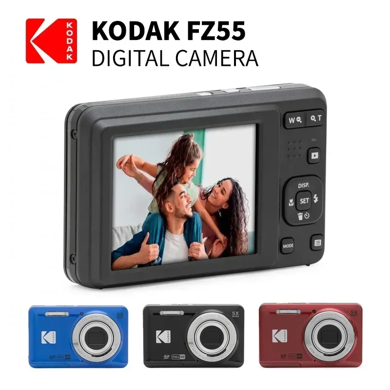 Kodak pixpro FZ55-RD 16mp câmera digital 5x zoom óptico 28mm grande angular 1080p vídeo full hd 2.7 "lcd vlogging câmera