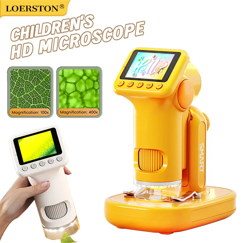 Microscópio Portátil 1600X com Tela de 2 Polegadas, Lente de Ampliação para Crianças, Mini Microscópio Eletrônico com Suporte para Fotos P02