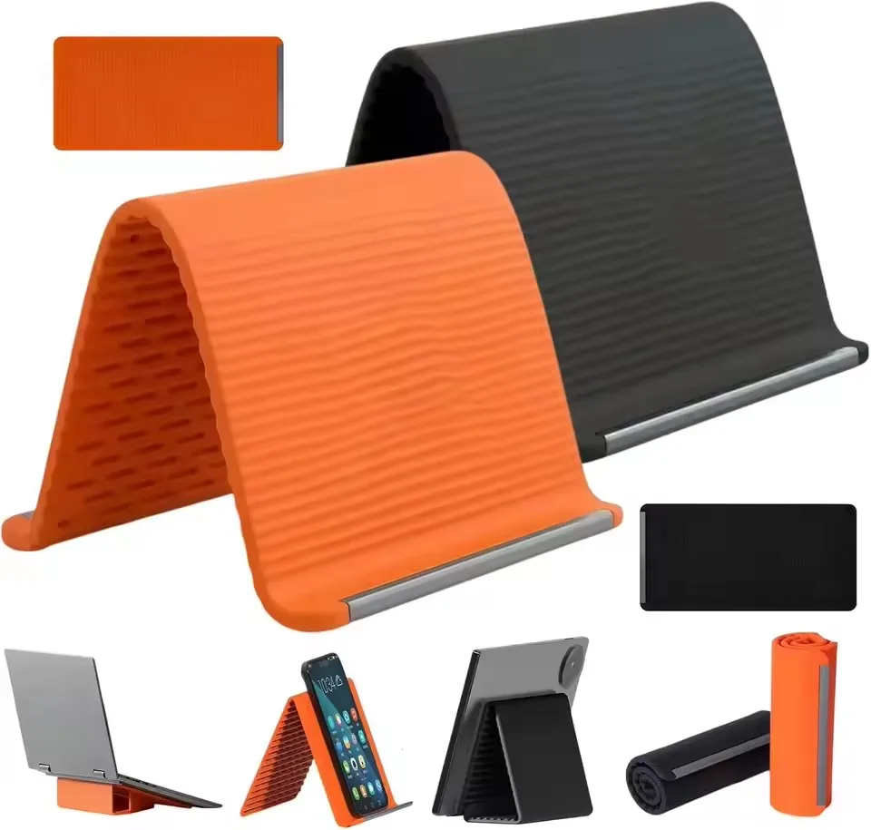 Suporte de Telefone Flexível e Dobrável em Silicone, Portátil e Ajustável, Suporte de Mesa Multiângulo para iPhone, iPad, Laptop, Tablet, Casa e Escritório