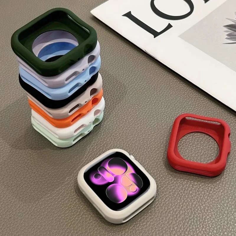 Capa de silicone para apple watch 11-10 46mm 42/38/40/44/41/45mm acessórios capa protetora de para iwatch série 9 8 7 6 5 4 3 se