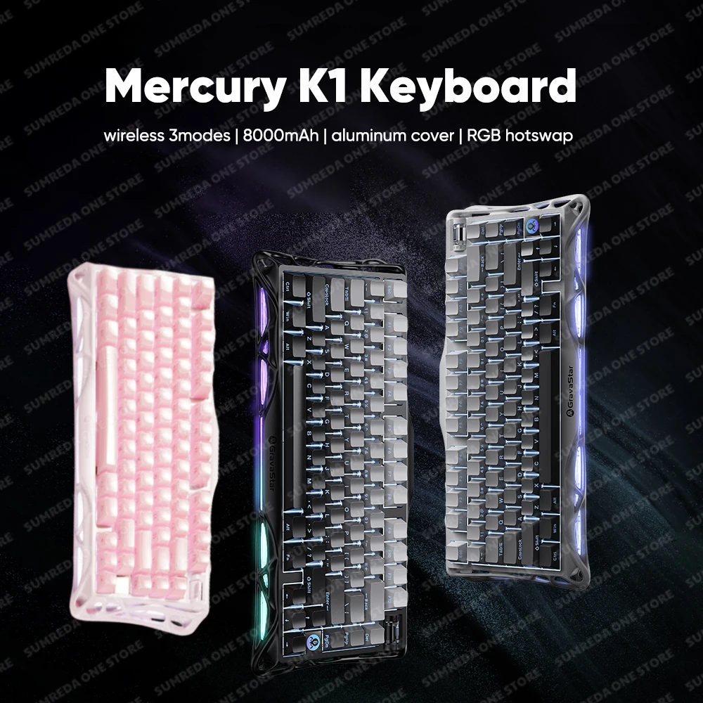 Mercury k1 grava star quebrando 75 rgb teclado mecânico para jogos bluetooth 2.4g com fio rgb hotswap gamer teclado sem contato