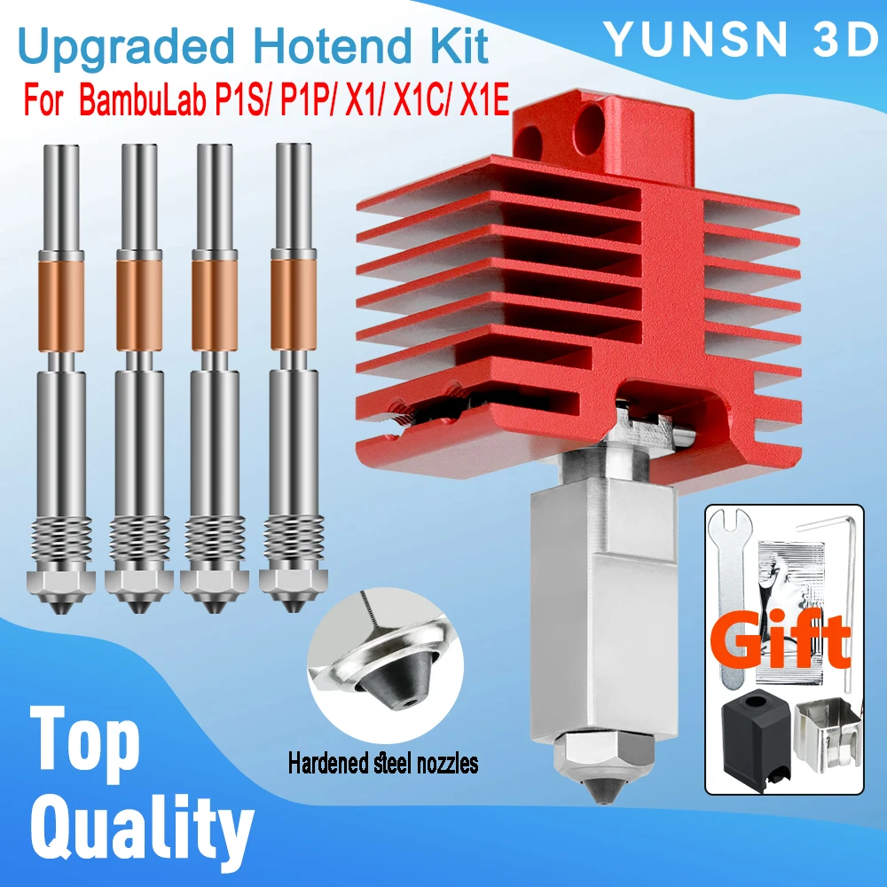 Atualizar tz4.0 hotend para bambuab p1s p1p x1 x1c x1e bocal de aço endurecido de uma peça kits de extremidade quente para bambu laboratório peças de impressora 3d