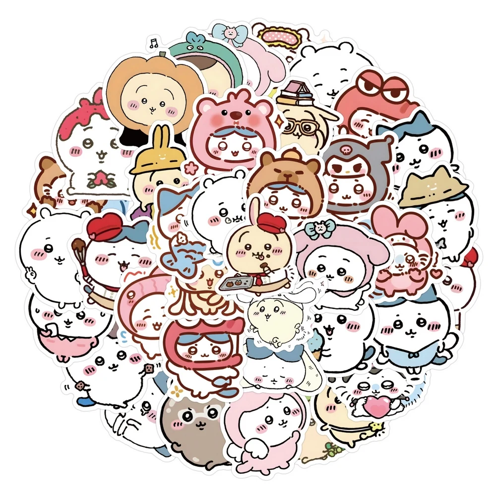 60 Adesivos de Desenho Animado Chiikawa para Laptop, Capa de Celular, Bagagem, Caderno, Guitarra, DIY, Grafite, Adesivo Fofo Jiikawa, Brinquedo Infantil