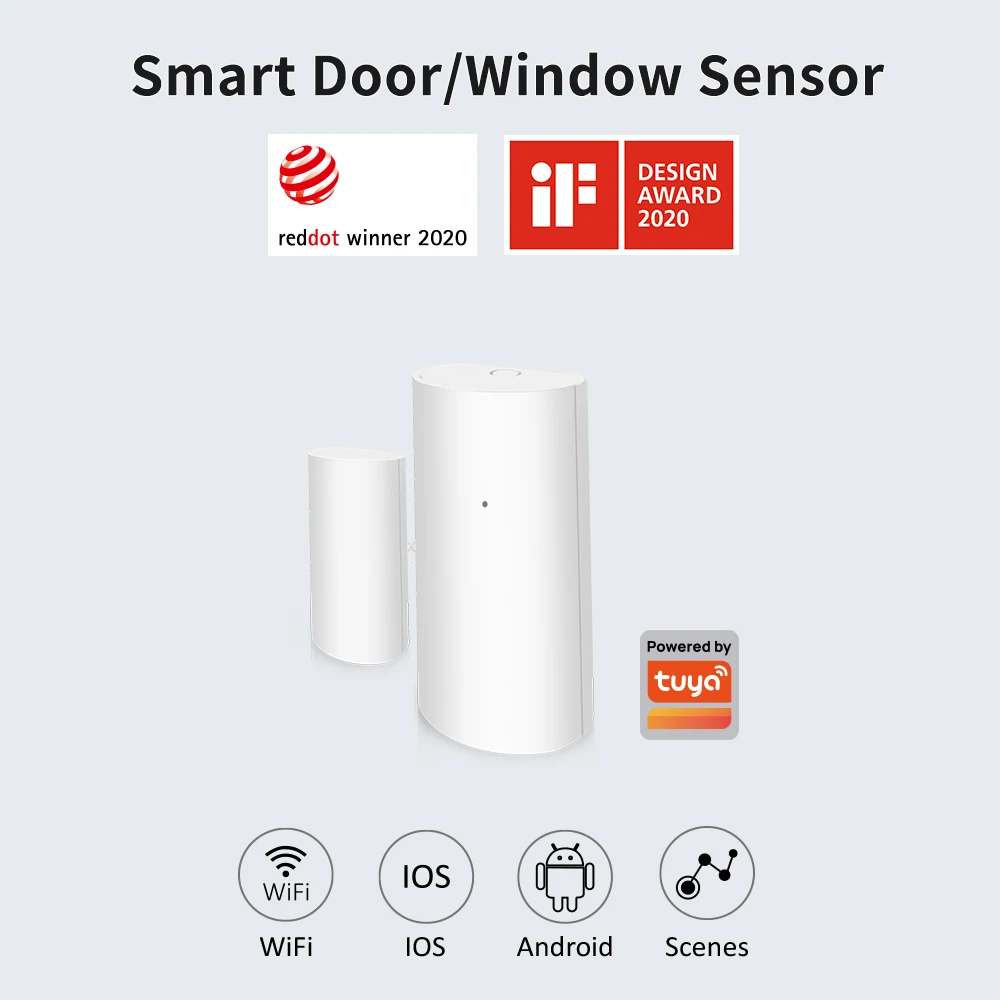 Sensor de Porta e Janela Inteligente Tuya WiFi, Detector de Contato Sem Fio para Automação Residencial e Sistema de Segurança