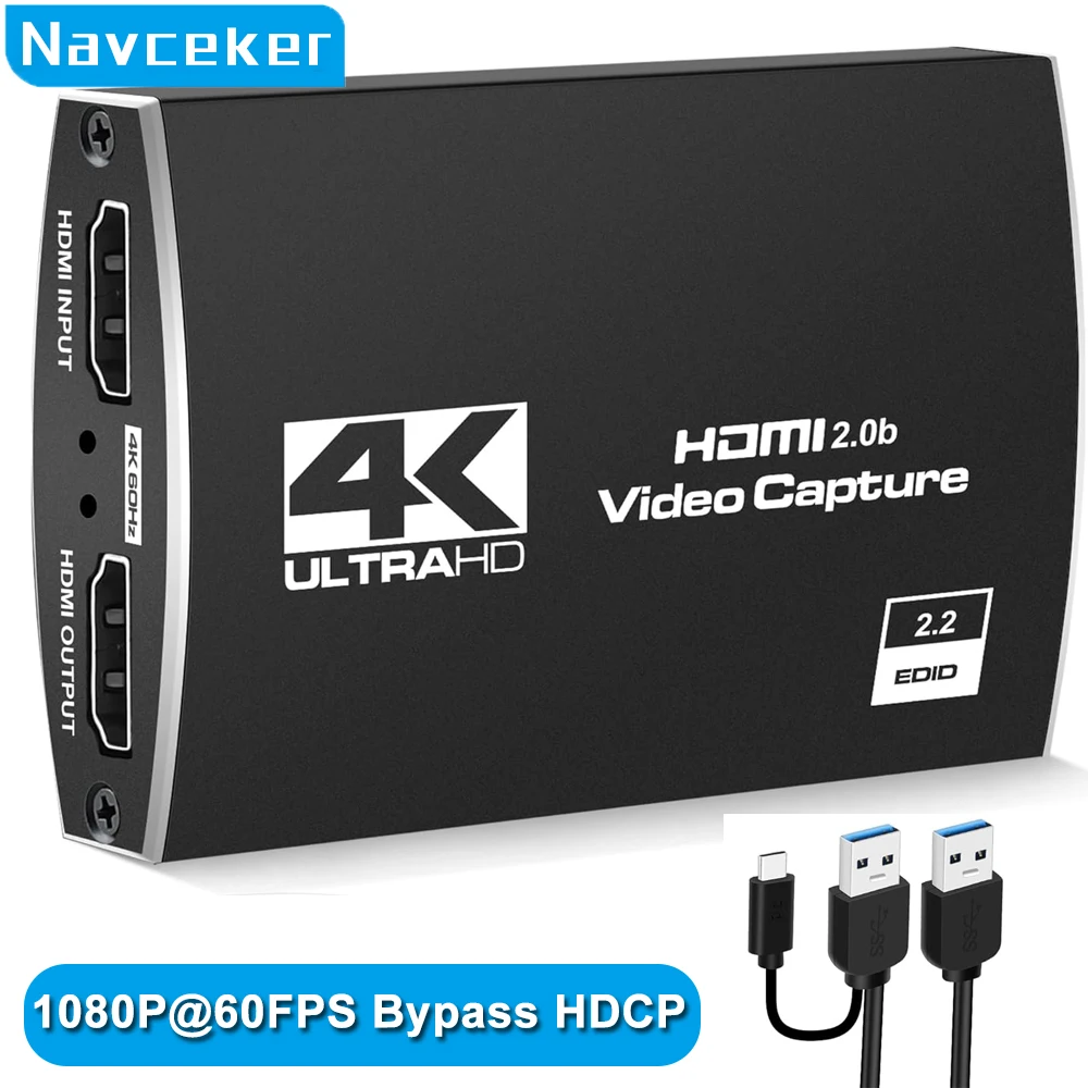 4k usb 3.0 placa de captura de vídeo hdmi bypass hdcp 1080p 60hz hd gravador de vídeo grabber para ps5 obs gravação de jogos streaming ao vivo 4k usb 3.0 placa de captura de vídeo hdmi bypass hdcp 1080p 60hz hd gravador de vídeo grabber para ps5 obs gravação de jogos streaming ao vivo