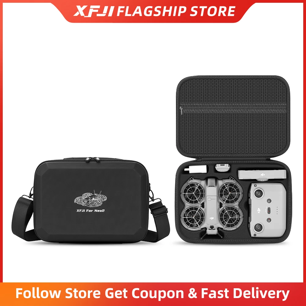 Xfji maleta de transporte compatível com dji neo 2 combo couro pu bolsa de ombro dura bolsa de armazenamento de viagem acessórios para drones