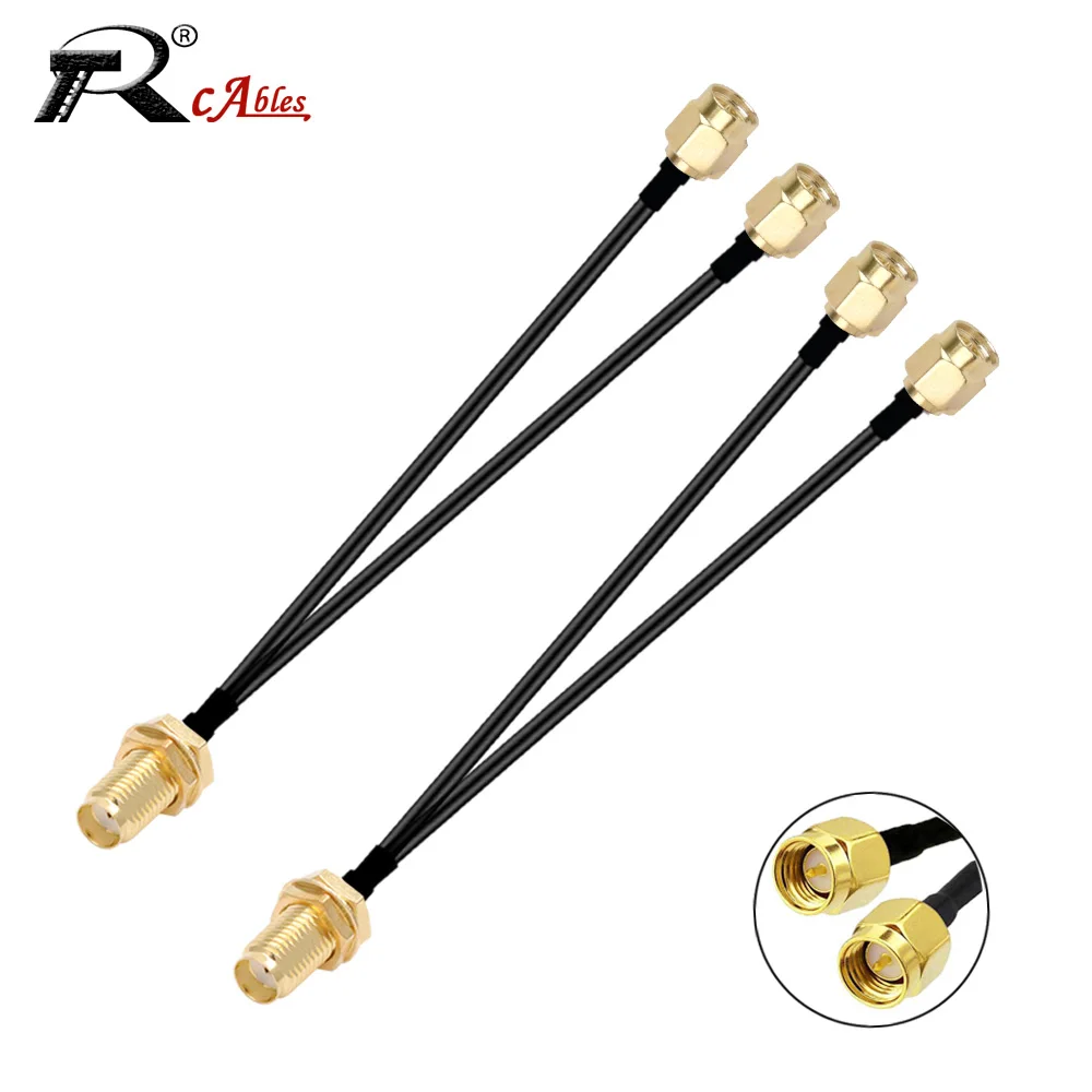Sma macho para 2x sma fêmea conector tipo y divisor combinador jumper trança adaptador rf coaxial rg174 cabo wifi roteador antena