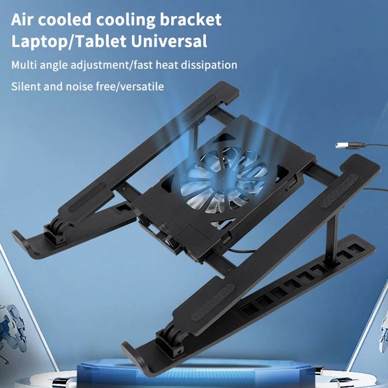 Suporte de base para refrigerador de laptop, suporte dobrável para almofada de resfriamento de laptop, suporte para radiador portátil, rack de aumento com 1 ventiladores de resfriamento