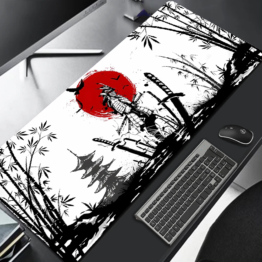 Samurai guerreiro mouse pad gamer acessórios do computador teclado tapete de mesa preto mousepad empresa jogos portátil acessório de mesa pc