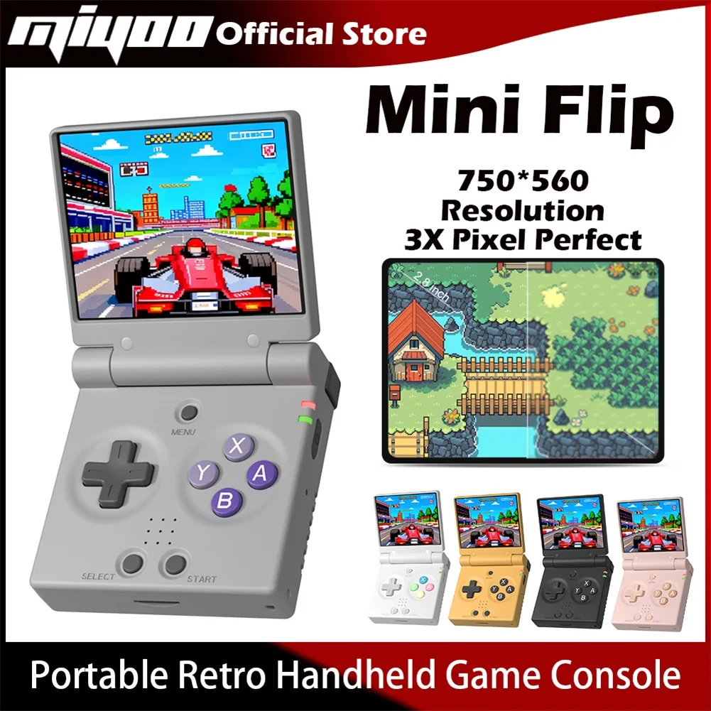 Console de Jogo Portátil Retro MIYOO Mini Flip com Tela IPS de 2.8'' Consoles de Videogame Clássicos Presente Nostálgico