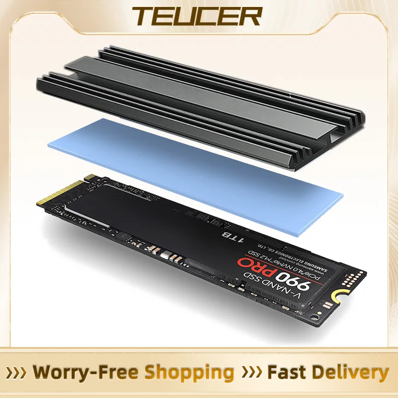Teucer m.2 ssd dissipador de calor m2 2280 disco rígido de estado sólido junta de alumínio do dissipador de calor com almofada térmica de silicone ps5 desktop pc Teucer m.2 ssd dissipador de calor m2 2280 disco rígido de estado sólido junta de alumínio do dissipador de calor com almofada térmica de silicone ps5 desktop pc