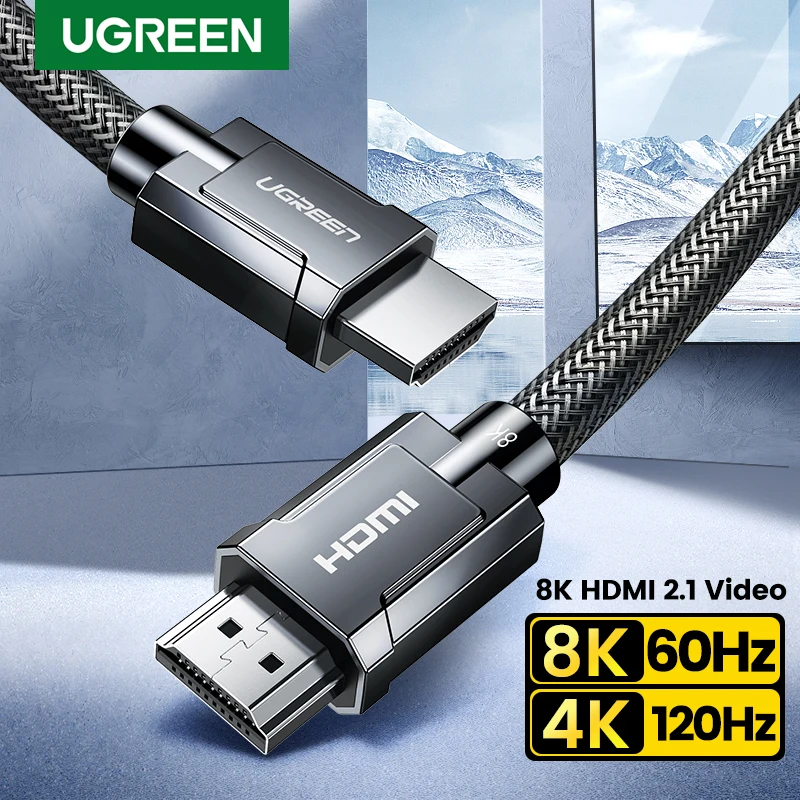 UGREEN Cabo HDMI 2.1 8K 60Hz 48Gbps Ultra Alta Velocidade para PS5, Xbox, Xiaomi Mi Box, TV 8K, Monitor, Projetor, Suporta eARC, Dolby Vision, HDR10+, Cabo Certificado Compatível com HDMI para Jogos e Home Theater