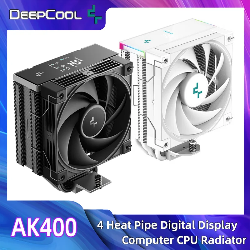 Cooler de CPU DeepCool AK400 com Display Digital, TDP 220W, 4 Tubos de Calor, Ventoinha de 120mm, Refrigerador de Ar para Processadores LGA1700/1200/115X AM5 AM4