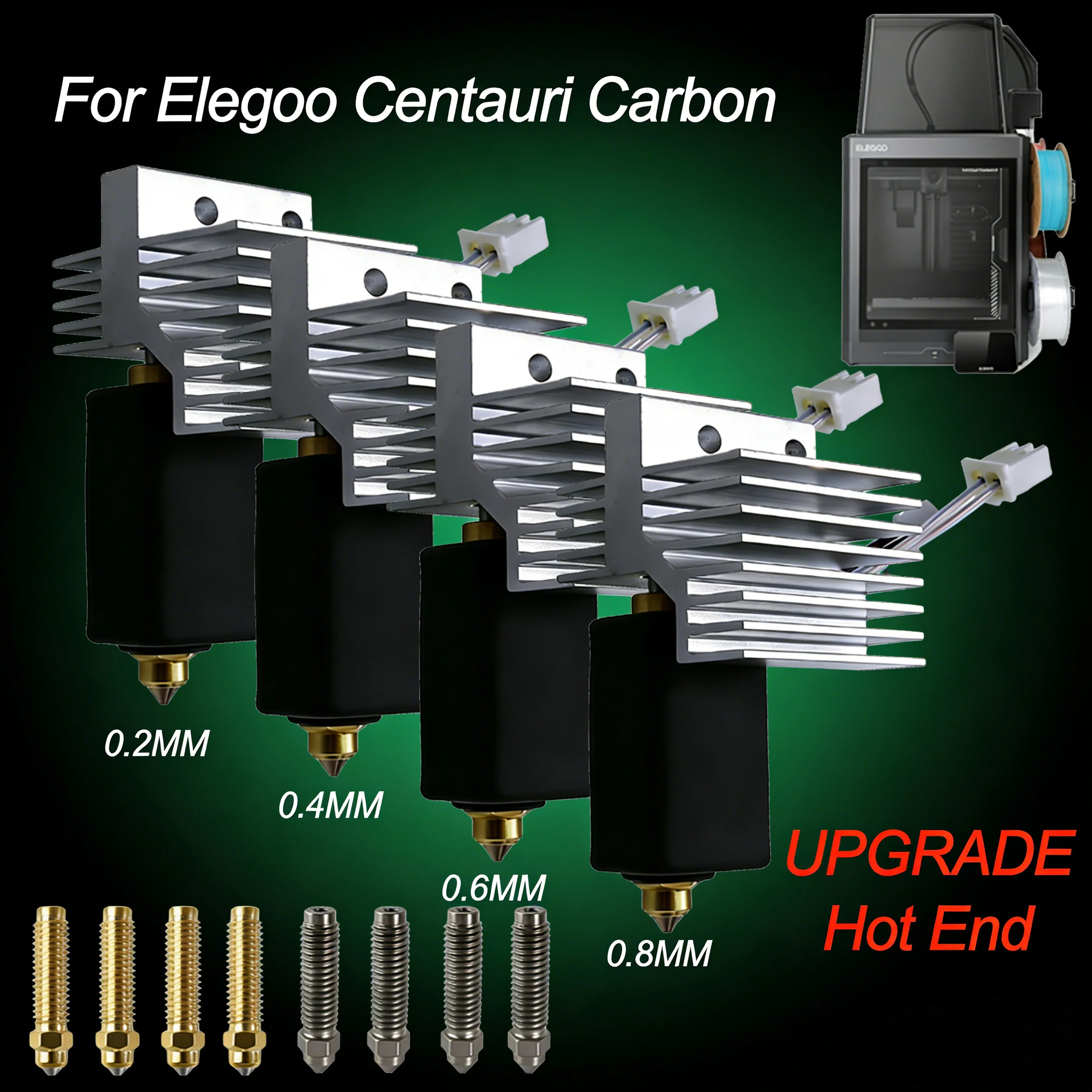 Kit de Hotend de Cerâmica para Elegoo Centauri, Conjunto de Bico de Carbono, Peças de Reposição para Hotend CC 3D Kit de Hotend de Cerâmica para Elegoo Centauri, Conjunto de Bico de Carbono, Peças de Reposição para Hotend CC 3D