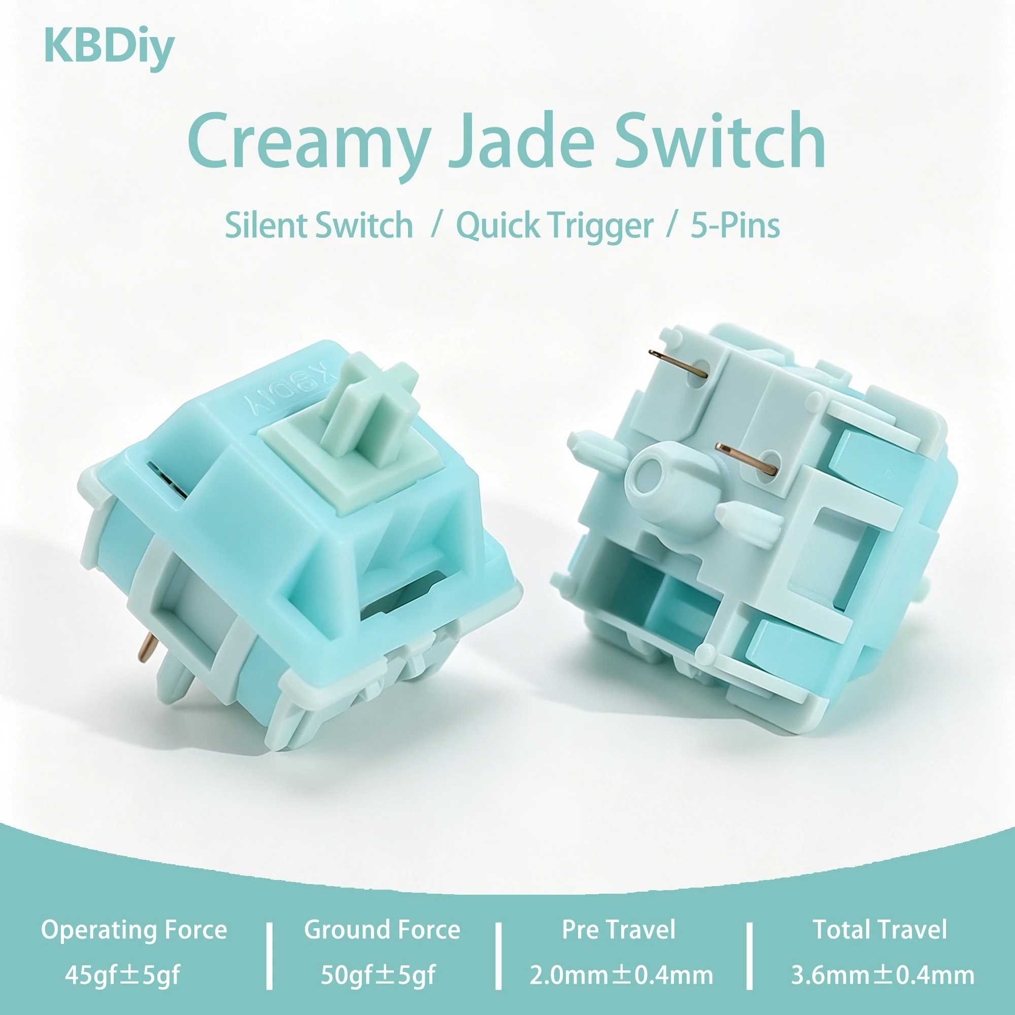KBDiy Switches Creamy Jade 45gf, Switches Lineares Silenciosos HIFI Pré-Lubrificados POM para Teclados Mecânicos Gamer DIY Personalizados 60% 75% KBDiy Switches Creamy Jade 45gf, Switches Lineares Silenciosos HIFI Pré-Lubrificados POM para Teclados Mecânicos Gamer DIY Personalizados 60% 75%