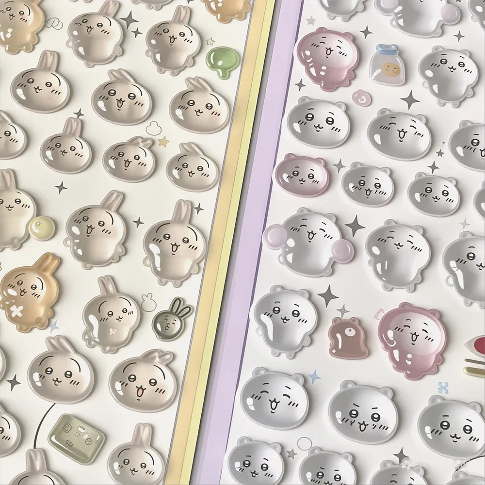 Adesivos de Cristal 3D Fofos 1/4pcs Chiikawa Usagi para Decoração de Capas de Celular, Unhas e DIY, Adesivos Decorativos para Caderno e Laptop, à Prova D'Água