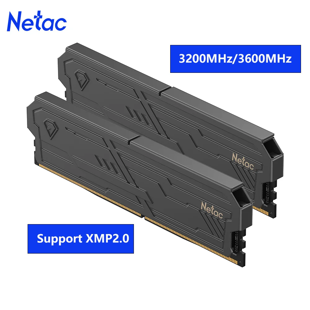 Memória RAM Netac 8GX2 16GX2 DDR4 UDIMM 3200MHz 3600MHz Memória de Canal Duplo de Alta Velocidade DDR5 4800MHz 5600MHz 6000MHz