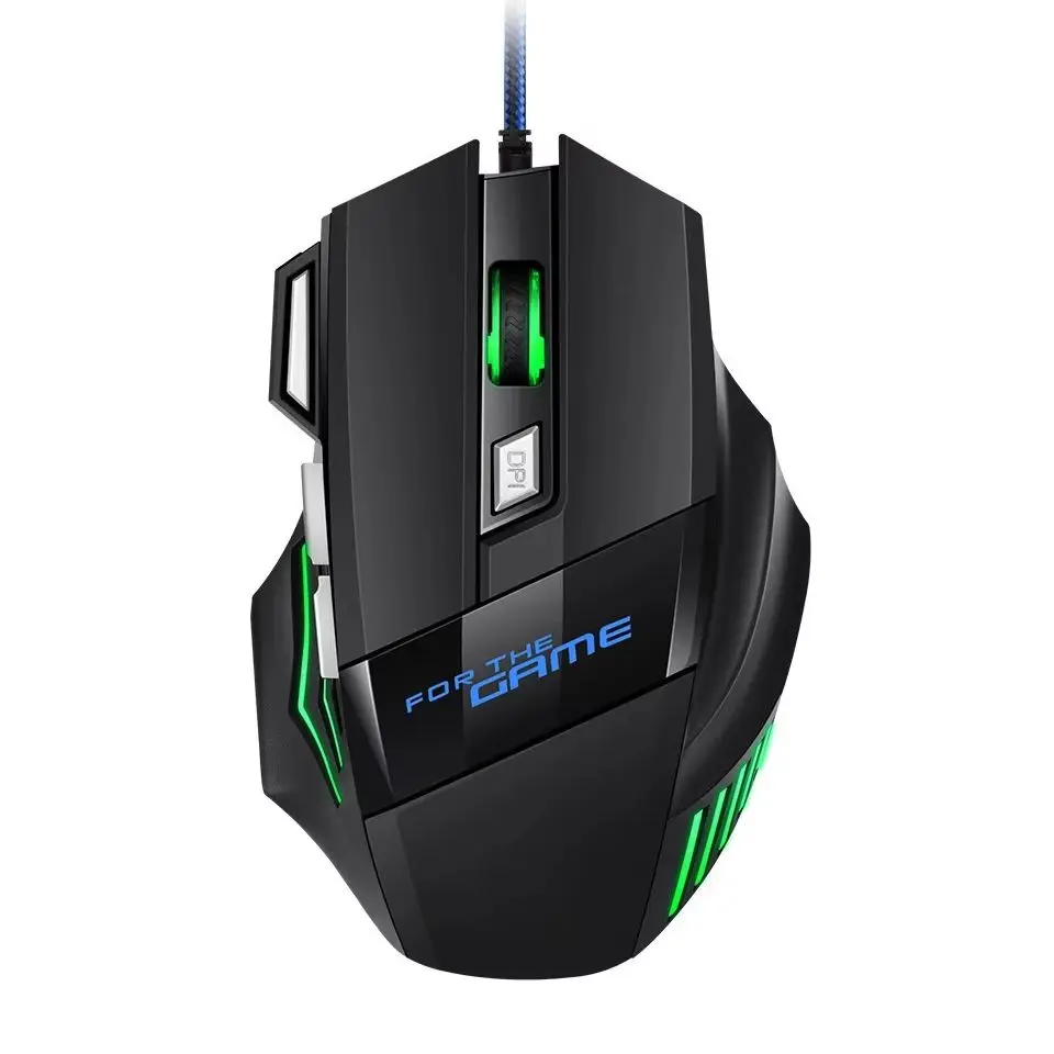 Mouse para jogos com fio, retroiluminado rgb, 7 botões, usb, 2400dpi, ajustável, ergonômico, sensor óptico, para pc, computador, laptop