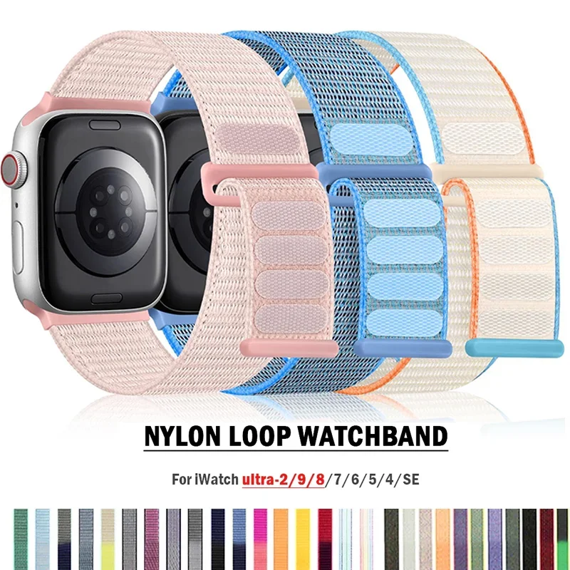 Pulseira de nylon para apple watch band 44mm 45mm 40mm 42mm 41mm 38mm pulseira correa iwatch série 9 4 5 6 se 7 8 ultra 49mm