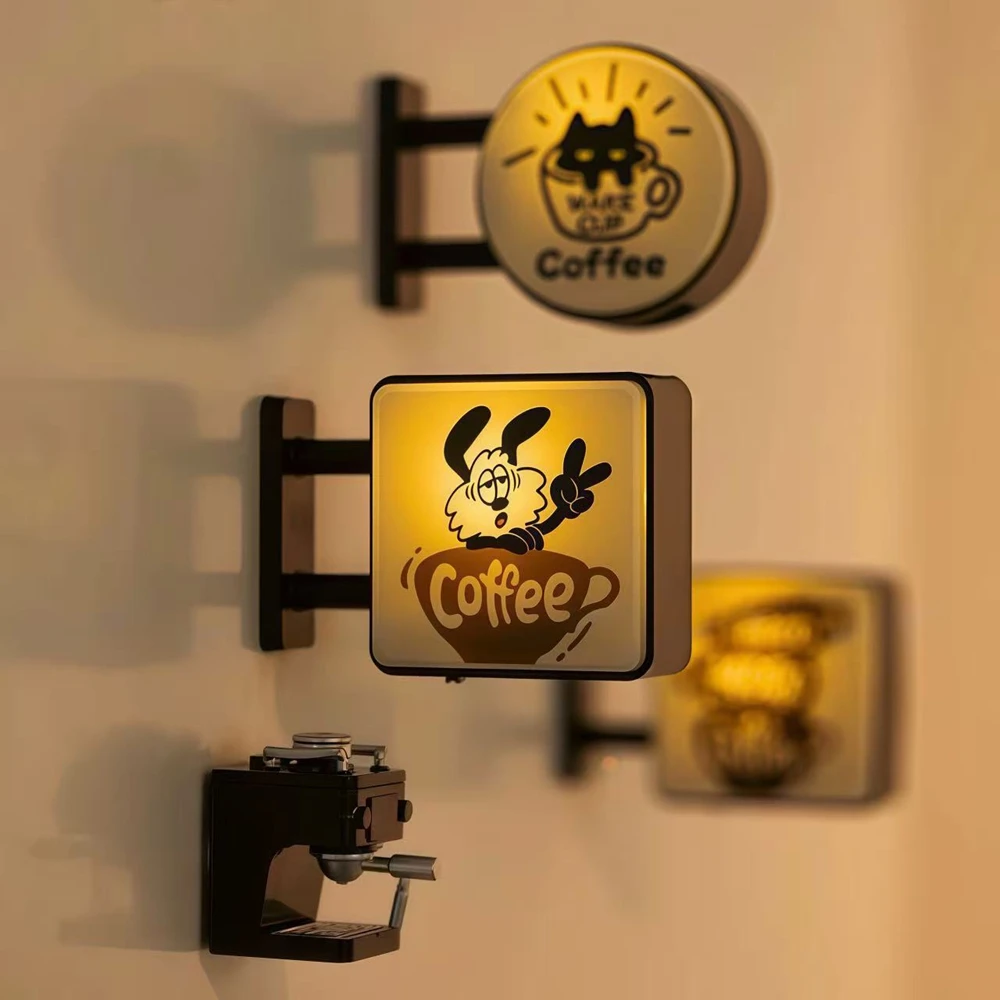 Café americano iluminado geladeira placa de luz magnética caixa de luz magnética decoração para casa modelo ímã de geladeira